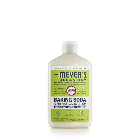 Mrs. Meyers Baking Soda Cream Cleaner, Cuts Grease, Scratch-Free Polish, , Lemon Verbena, 16 fl oz, Pack of 1