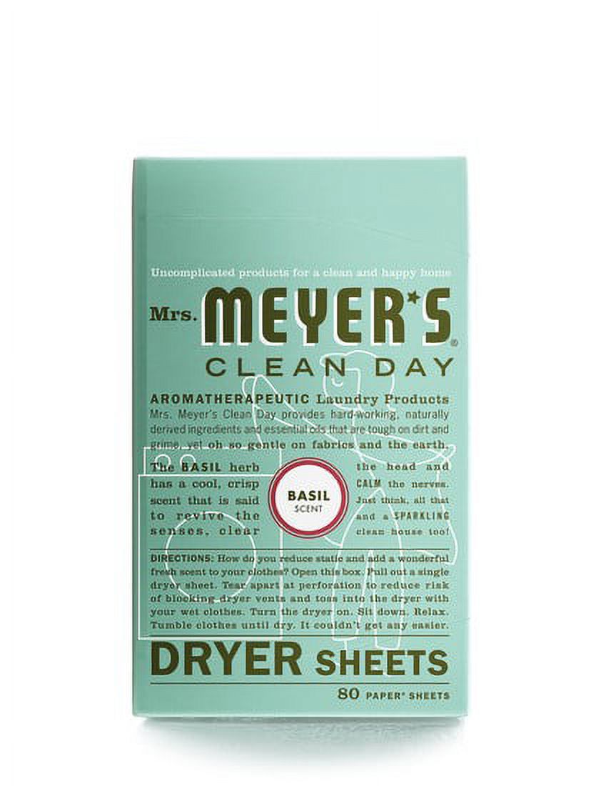 Mrs. Meyer's Clean Day 14448 Basil Dryer Sheets, 80Count