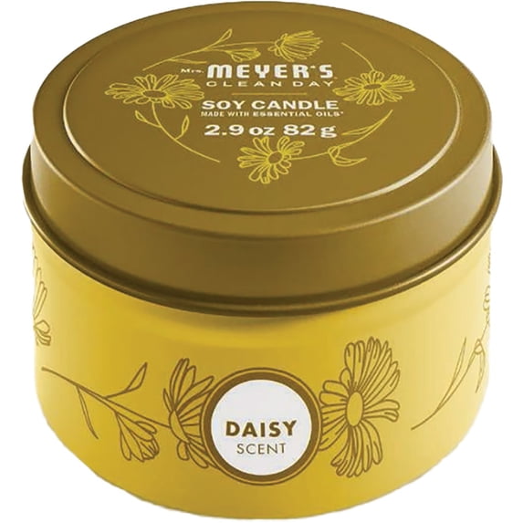 Mrs. Meyer's Clean Day Daisy Small Tin Soy Candle - Soy Wax, Scented - 2.9 Oz
