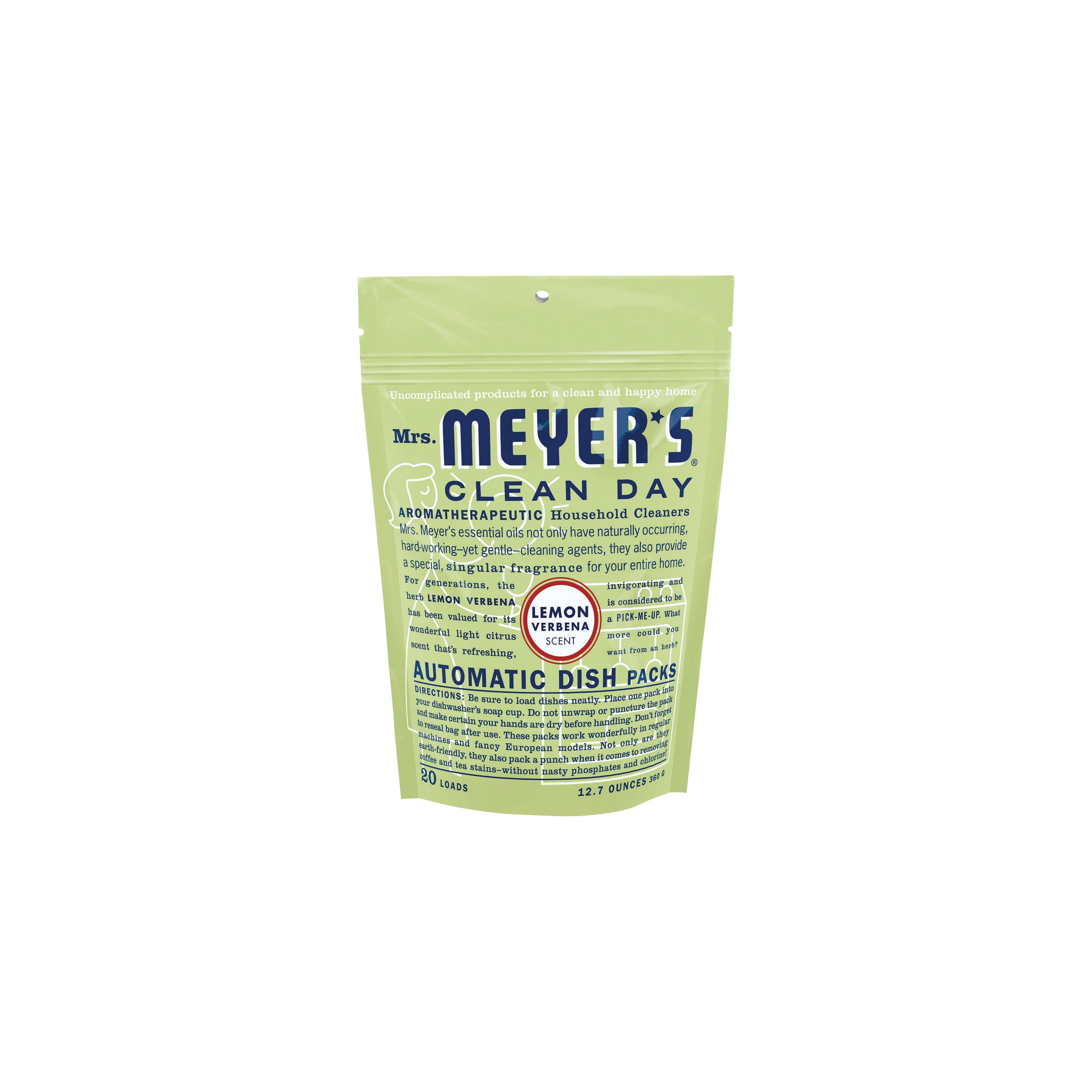 Mrs. Meyer's Clean Day Automatic Dish Packs Lemon Verbena - Concentrate - 20 Ct, Pack of 6 — Residential Use, Standard Application