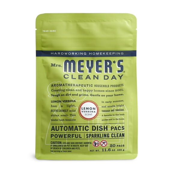 Mrs. Meyer's Clean Day Automatic Dish Pacs, Lemon Verbena Dishwasher Pods, 20 pods