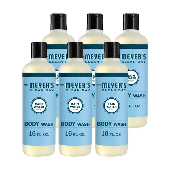 Mrs. Meyer's Clean Day Body Wash, Rain Water, 16 fl oz (6 pack)