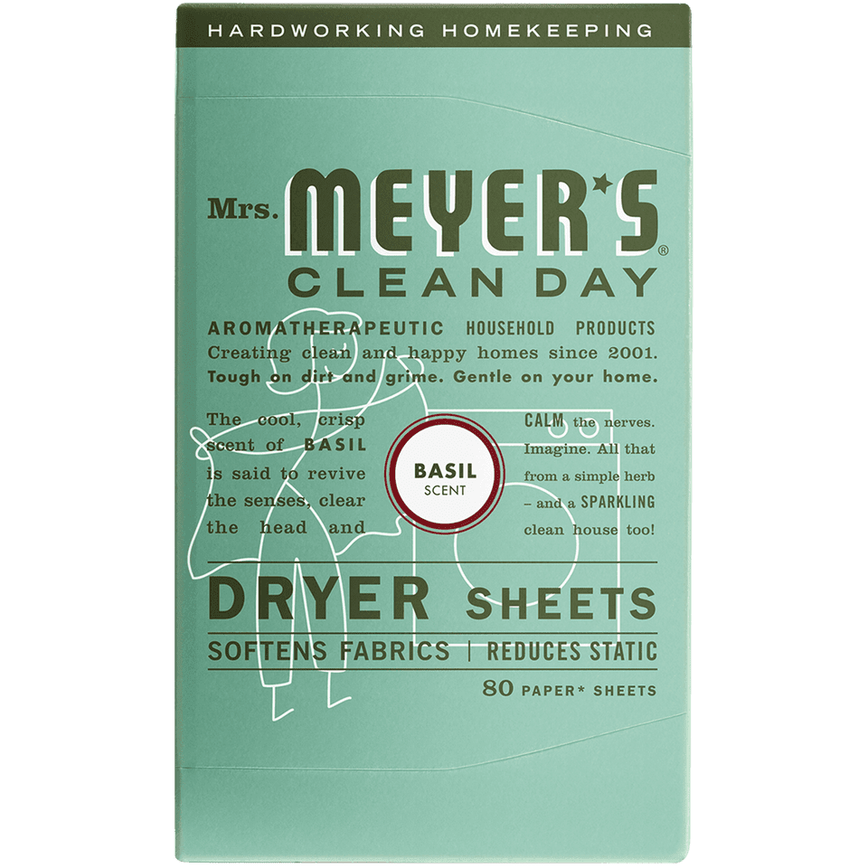 Mrs. Meyer's Clean Day Dryer Sheets Basil 80 Count (Pack of 12)