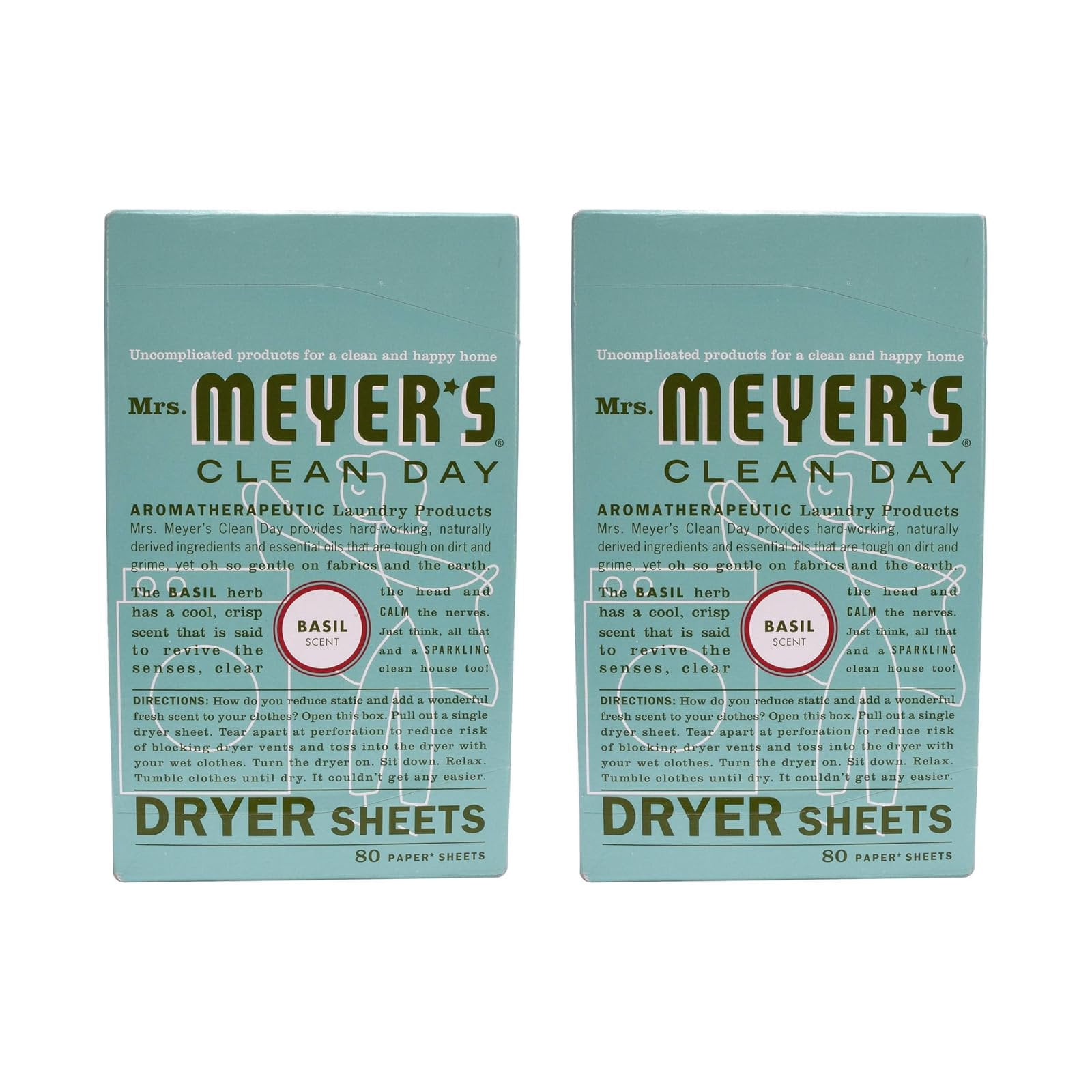 Mrs. Meyer's Clean Day Dryer Sheets - Basil - 80 ct - 2 pk