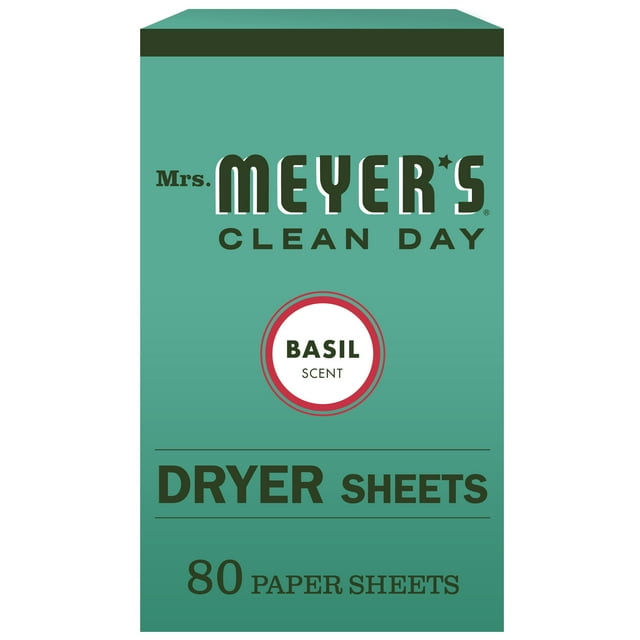 Mrs. Meyer's Clean Day Dryer Sheets, Basil Scent, 80 Count