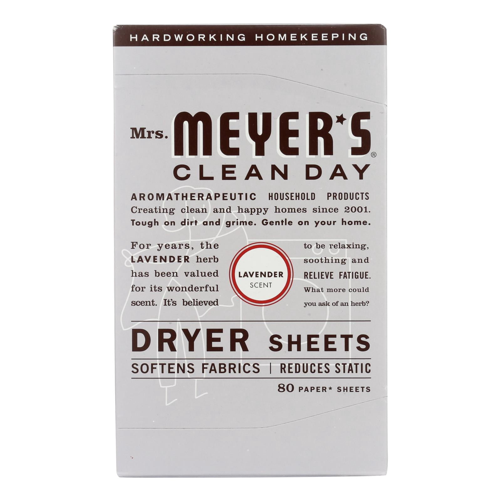 Mrs. Meyer's Clean Day Dryer Sheets, Lavender, 80-Count Boxes Pack of 12
