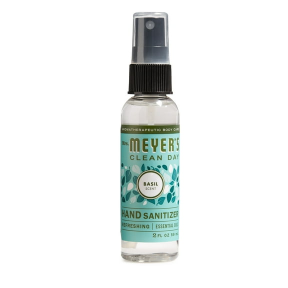 Mrs. Meyer's Clean Day Hand Sanitizer, Removes 99.9% of Bacteria on Skin, Basil Scent, 2 fl oz Spray Bottle