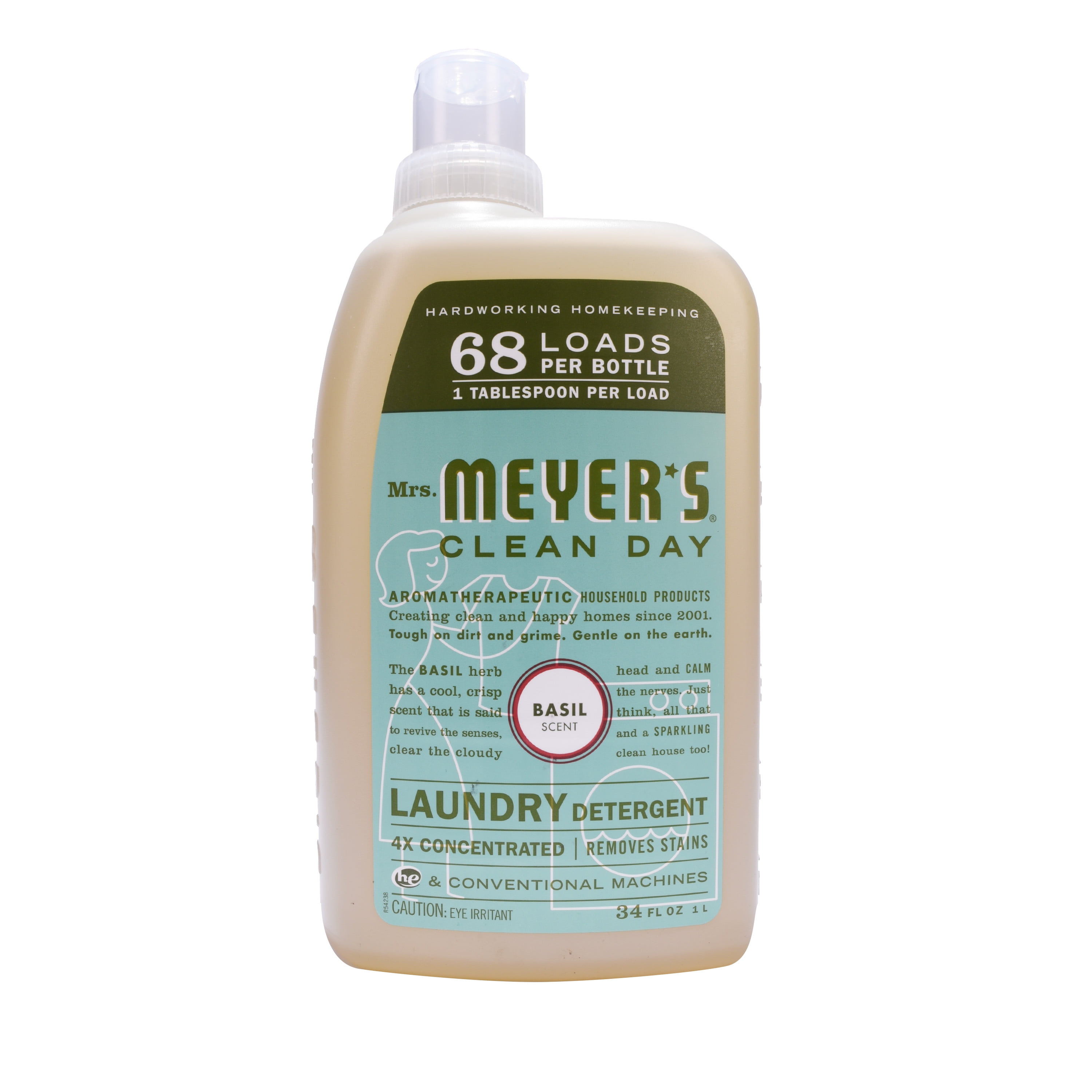 Mrs. Meyer's Clean Day Laundry Detergent Concentrated, Basil, 34 fl oz