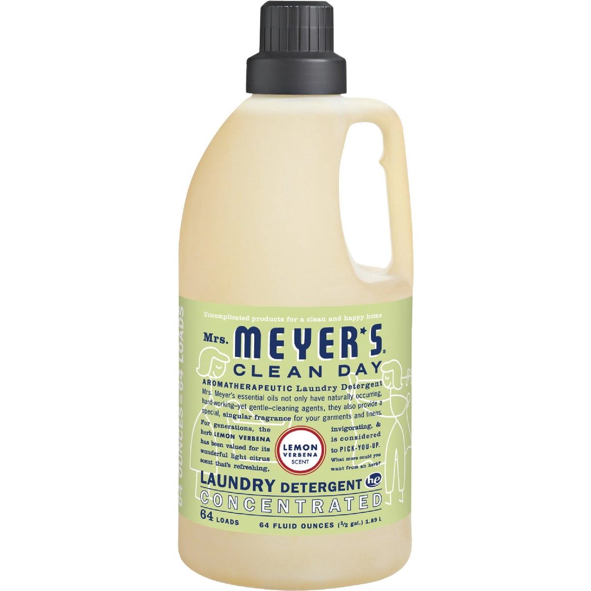 1-pack Mrs. Meyer's Clean Day Laundry Detergent Liquid Lemon Verbena Scent - 1 Pack, 64 oz. — Residential Use, Standard Application