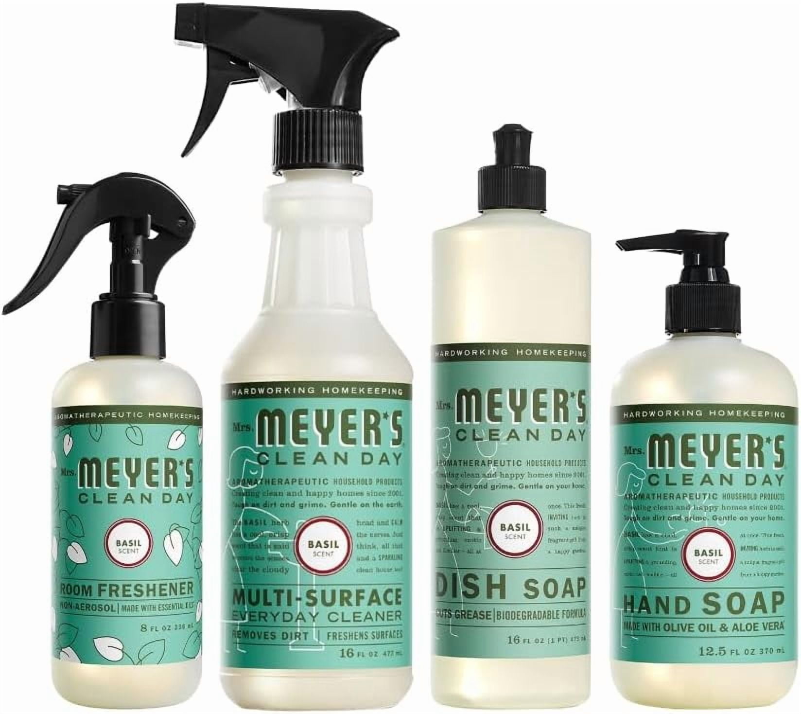 Mrs. Meyer's Clean Day Lemon Verbena Scent Variety, 1 Room Freshener 8 oz, 1 Liquid Dish Soap 16 oz, 1 Liquid Hand Soap 12.5 OZ, 1 Multi-surface Cleaner 16 oz