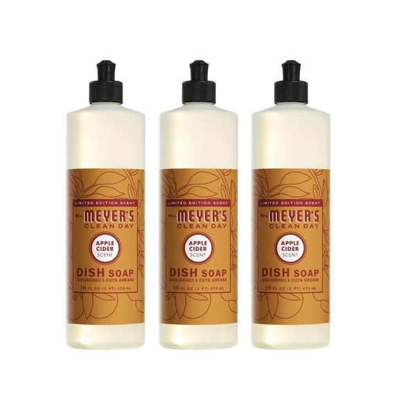 Mrs. Meyer's Clean Day Liquid Dish Soap, Apple Cider Scent, 16 Fluid Ounce, 3 Count