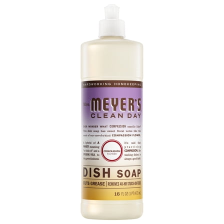 Mrs. Meyer's Clean Day Liquid Dish Soap, Compassion Flower Scent, 16 Fl Oz Bottle