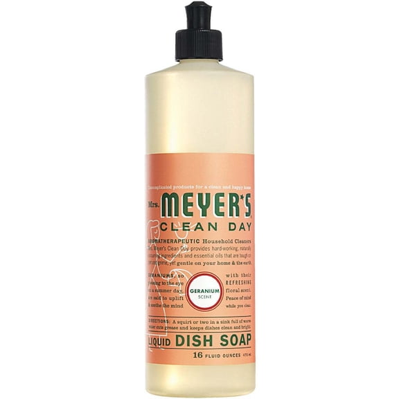Mrs. Meyer's Clean Day Liquid Dish Soap, Geranium Scent, 16 Fl Oz Bottle