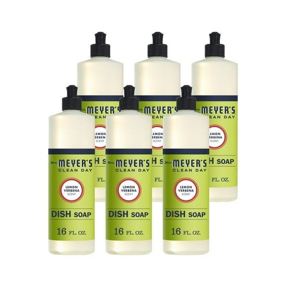 Mrs. Meyer's Clean Day Liquid Dish Soap, Lemon Verbena Scent, 16 Fluid Ounce, 6 Count