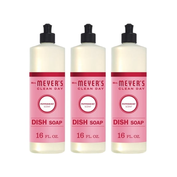 Mrs. Meyer's Clean Day Liquid Dish Soap, Peppermint Scent, 16 Ounce, 3 Count