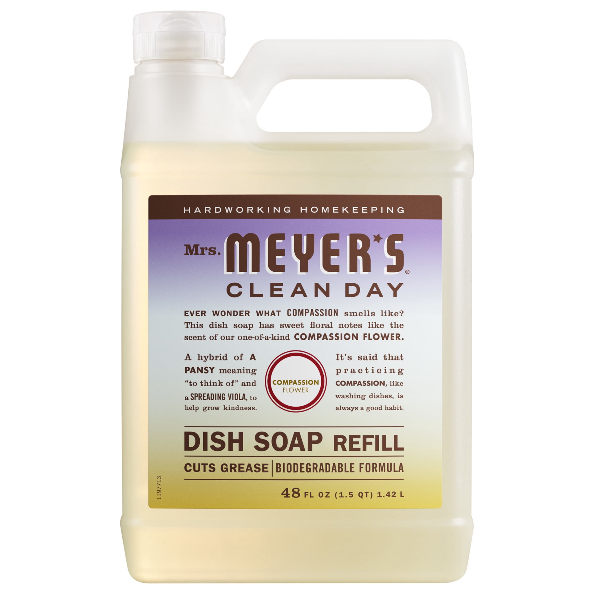 Mrs. Meyer's Clean Day Liquid Dish Soap Refill, Compassion Flower Scent, 48 Fl Oz Bottle - Walmart.com