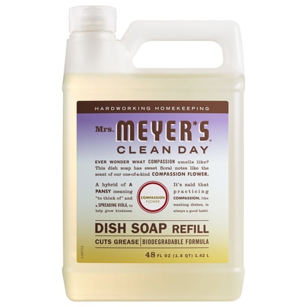 Mrs. Meyer's Clean Day Liquid Dish Soap Refill, Compassion Flower Scent, 48 Fl Oz Bottle
