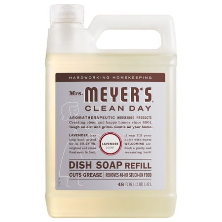 Mrs. Meyer's Clean Day Liquid Dish Soap Refill, Lavender Scent, 48 fl oz Bottle