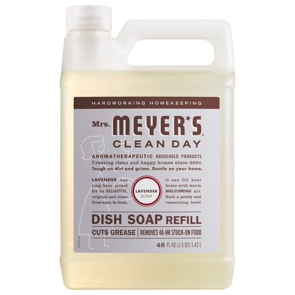 Mrs. Meyer's Clean Day Liquid Dish Soap Refill, Lavender Scent, 48 Fl Oz Bottle