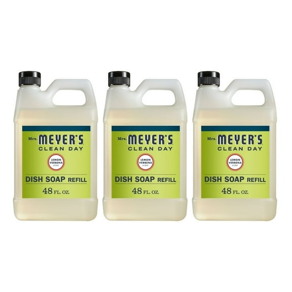 Mrs. Meyer's Clean Day Liquid Dish Soap Refill, Lemon Verbena Scent, 48 Fluid Ounce, 3 Count