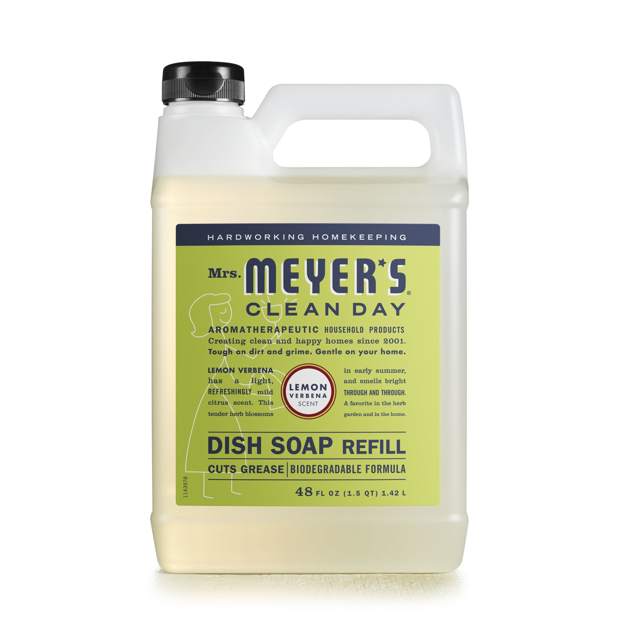 Mrs. Meyer's Clean Day Liquid Dish Soap Refill, Lemon Verbena Scent, 48 Ounce Bottle