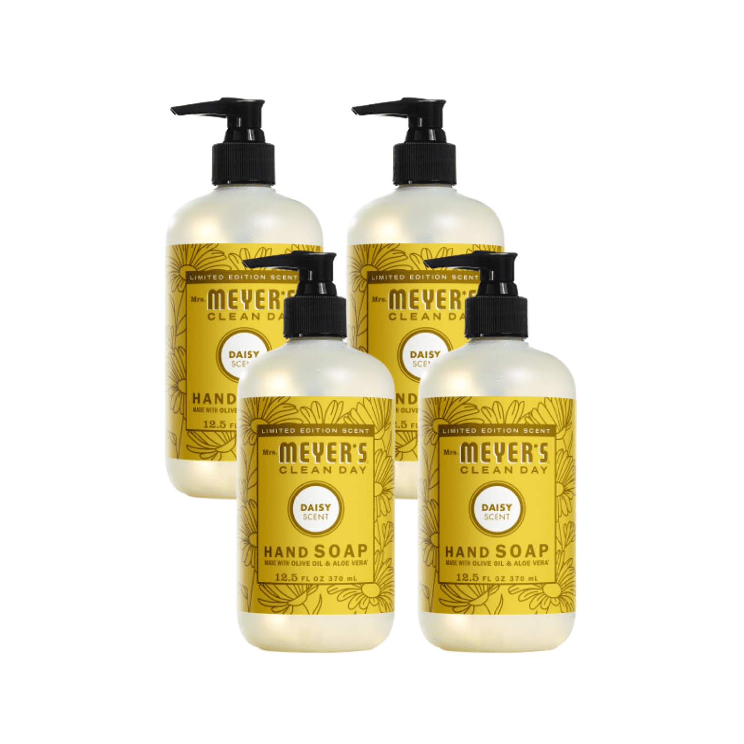 Mrs. Meyer's Clean Day Liquid Hand Soap, Daisy Scent, 12.5 oz (Pack of 4)