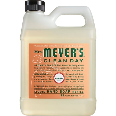 Mrs. Meyer's Clean Day Liquid Hand Soap Refill, 33 oz, Geranium, Pack - 2