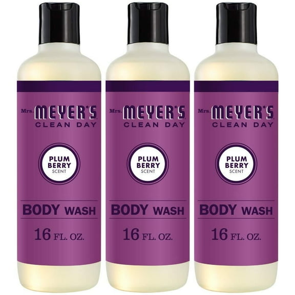 Mrs. Meyer's Clean Day Moisturizing Body Wash, Cruelty Free and Biodegradable Formula, Plum Berry Scent, 16 oz- Pack of 3