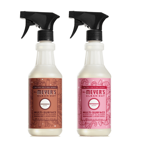 Mrs. Meyers Clean Day Multi-Surface Cleaner 2 Pack Variety, Peppermint 16 fl oz, Gingerbread 16 fl oz, 1 ct