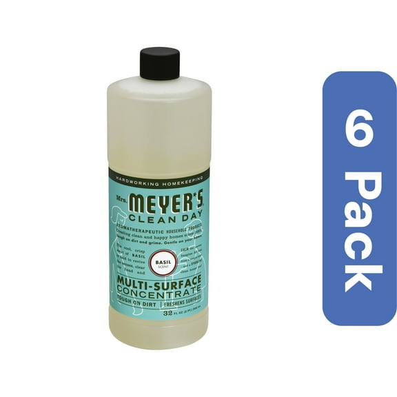 Mrs. Meyer's Clean Day Multi-Surface Cleaner Concentrate Basil 32 Ounce (Pack of 6)