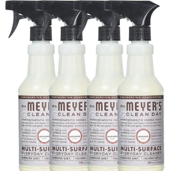Mrs. Meyer's Clean Day Multi-Surface Everyday Cleaner, Cruelty Free Formula, Lavender Scent 4-Packs