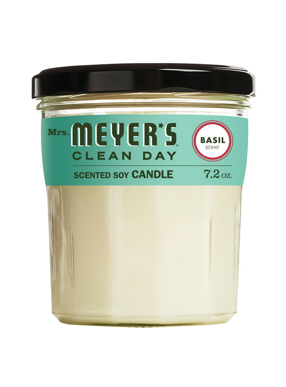 Mrs. Meyer's Clean Day Scented Soy Candle, Basil Scent, 7.2 ounce candle