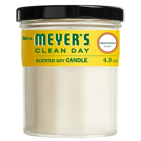 Mrs. Meyer's Clean Day Scented Soy Candle, Honeysuckle Scent, 4.9 Ounce Candle