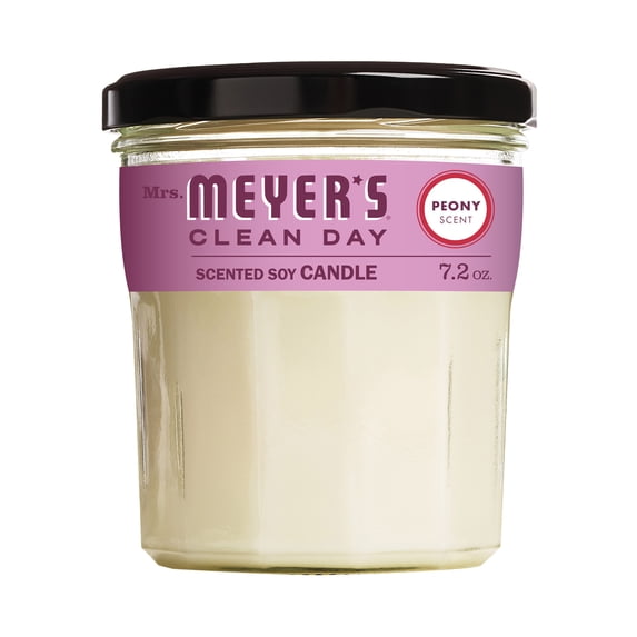 Mrs. Meyer's Clean Day Scented Soy Candle, Peony Scent, 7.2 Ounce Candle