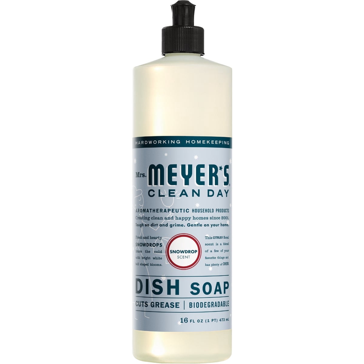 S.C. Johnson & Son Mrs. Meyer's Clean Day Snowdrop Scent Liquid Dish Soap 16 oz. 1 pk - Case of: 6; — Residential Use, Standard Application