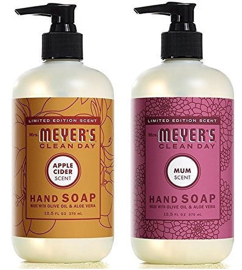 Mrs. Meyer's Fall Scent Hand Soap Variety Pack, 1 Apple Cider, 1 Mum, 1