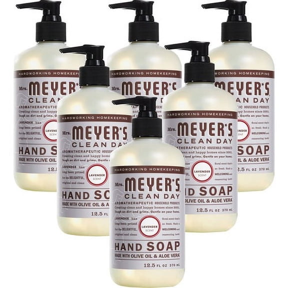 Mrs. Meyer's Hand Soap - Lavender Scent - 12.5 fl oz 369.7 mL - Dirt Remover, Grime Remover - Hand - Multicolor - Paraben-free, Phthalate-free, Cruelty-free - 6 / Carton Bundle of 10 Cartons