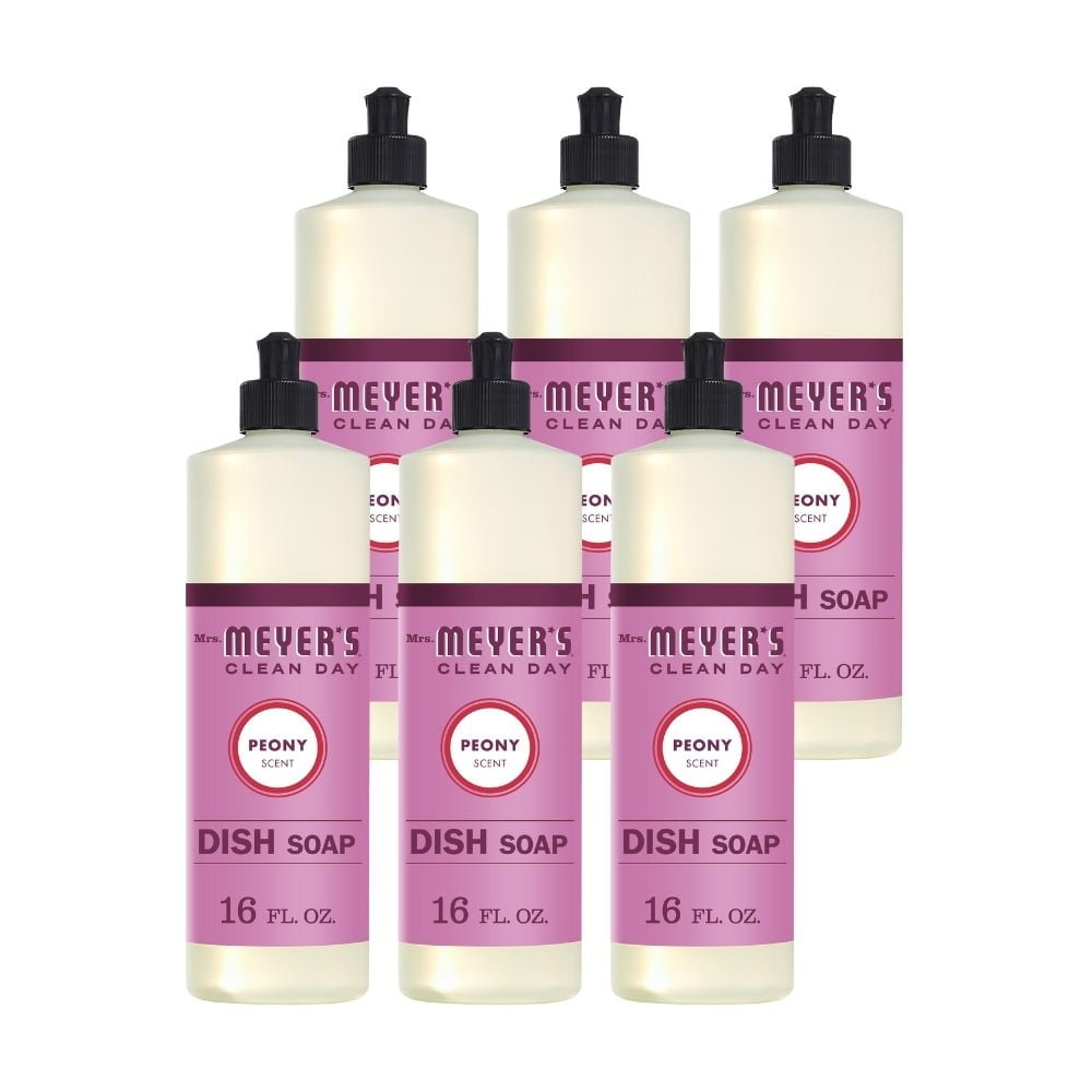 Mrs. Meyer's Liquid Dish Soap Peony, 16 OZ (Pack of 6)