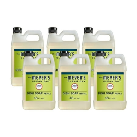 Mrs. Meyer's Liquid Dish Soap Refill, Lemon Verbena, 48 OZ (Pack of 6)