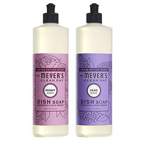 Mrs. Meyer's Liquid Dish Soap Variety Pack, 1 Lilac Dish Soap, 1 Peony Dish Soap, 2 CT