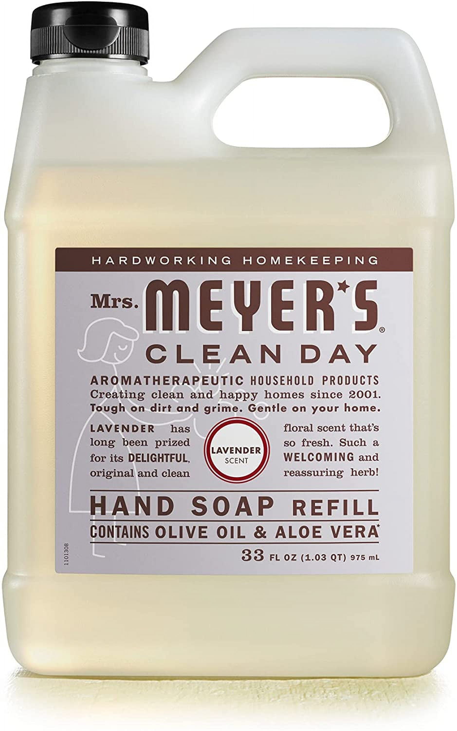 Mrs. Meyer's Liquid Hand Soap Refill, Cruelty Free and Biodegradable Hand Wash Formula Made with Essential Oils, Lavender Scent, 33 oz (Pack of 6)