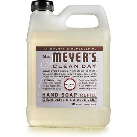 Mrs. Meyer's Liquid Hand Soap Refill, Cruelty Free and Biodegradable Hand Wash Formula Made with Essential Oils, Lavender Scent, 33 oz (Pack of 6)
