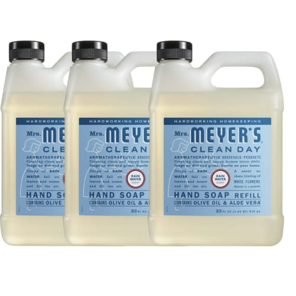 Mrs. Meyer's Liquid Hand Soap Refill, Rainwater, 33 OZ, 3-Pack
