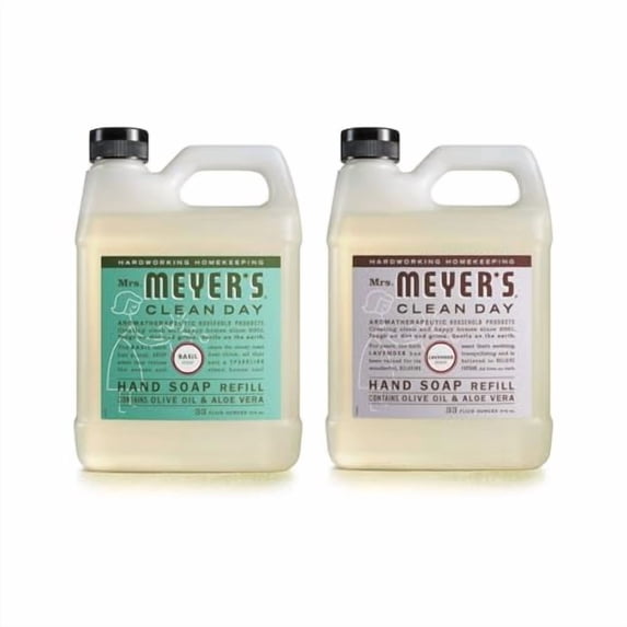 Mrs. Meyer's Liquid Hand Soap Refill, 1 Basil, 1 Lavender, 2 CT(Variety Pack)