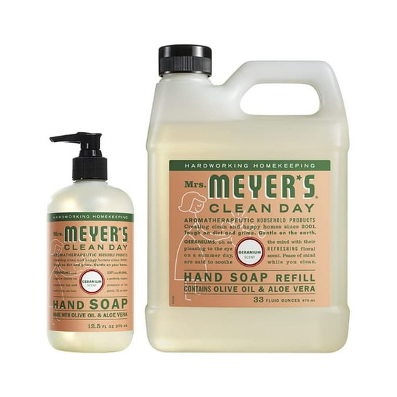 Mrs. Meyer's Liquid Hand Soap Variety, 1 Geranium Refill, 1 Geranium Hand Soap, 1 CT