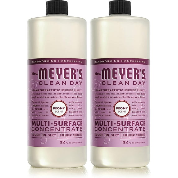 Mrs. Meyer's Multi-Surface Cleaner Concentrate, Use to Clean Floors, Tile, Counters, Peony, 32 fl. oz - Pack of 2