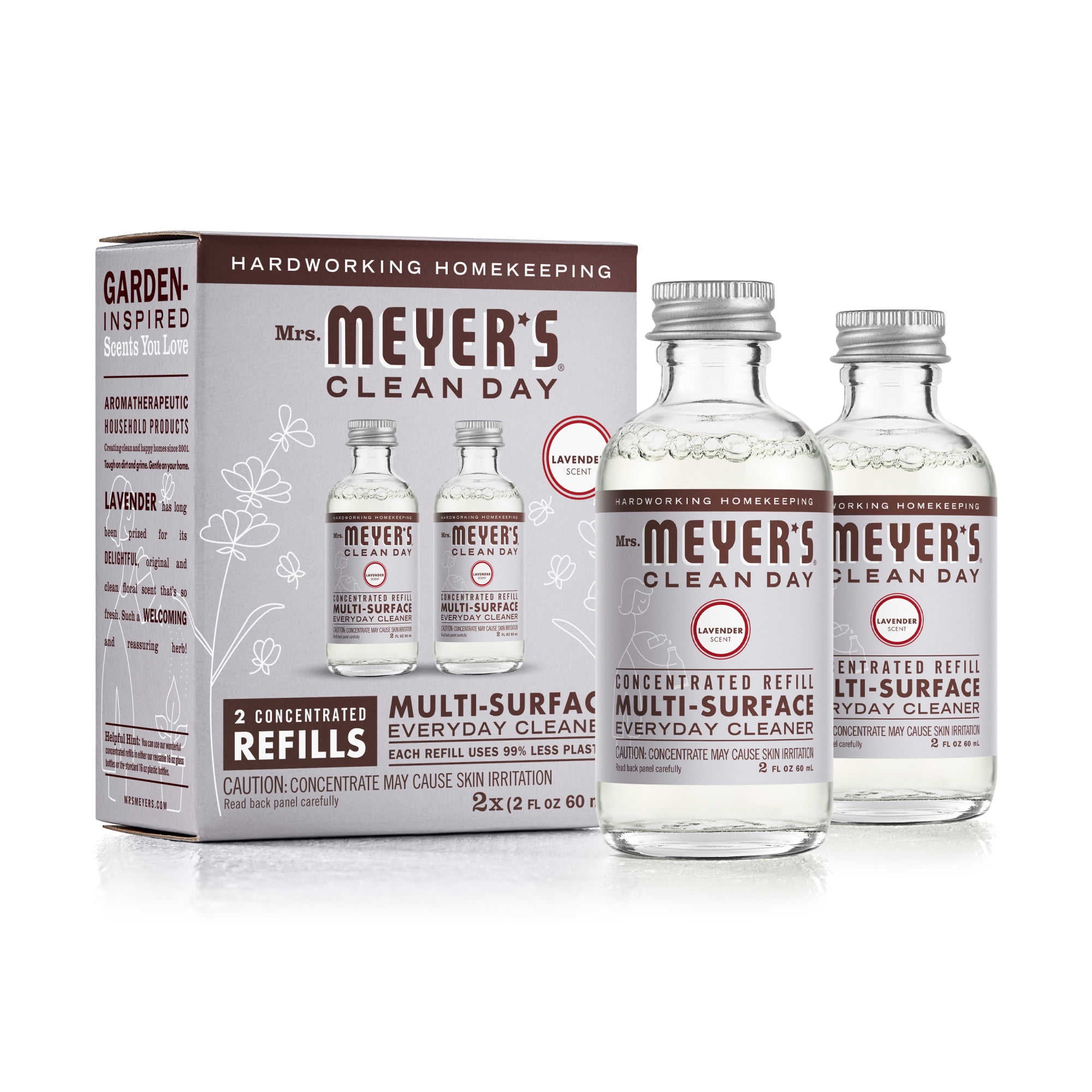 Mrs. Meyer's Clean Day Multi-Surface Everyday Cleaner Concentrated Refills, 2 Concentrated Refills (2 Fl. Oz. each), Eco Friendly, Lavender Scent, Makes 32 Fl. Oz.