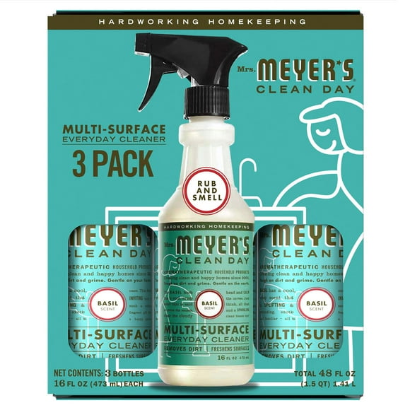 Mrs. Meyers Multi-Surface Everyday Cleaner, 3 x 16 fl oz. (Basil)