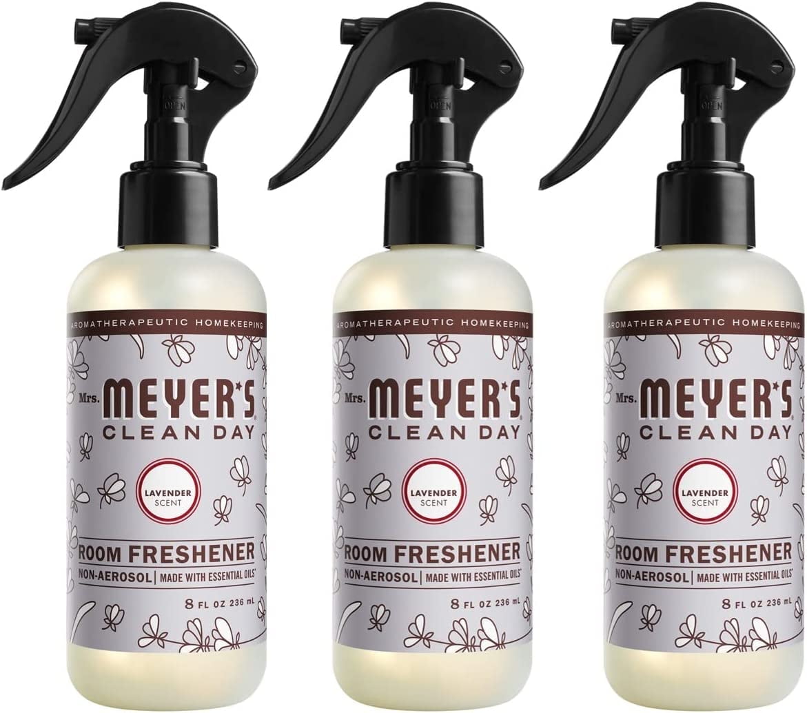 Mrs. Meyer's Room and Air Freshener Spray, Non-Aerosol Spray Bottle Infused with Essential Oils, Lavender, 8 fl. oz - Pack of 3