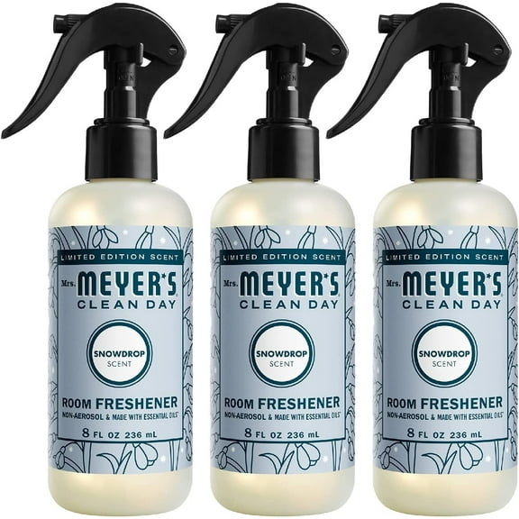 Mrs. Meyer's Room and Air Freshener Spray, Non-Aerosol Spray Bottle Infused with Essential Oils, Limited Edition Snowdrop, 8 fl. oz - Pack of 3